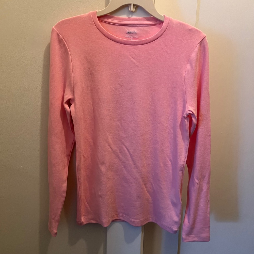 J. Crew Everyday Tee Pink Medium Long Sleeve Cotton Modal Elastane Casual Lounge